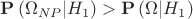 $\[{\mathbf{P}}\left( {{\Omega _{NP}}|{H_1}} \right) > {\mathbf{P}}\left( {\Omega |{H_1}} \right)\]$