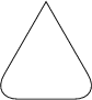\begin{tikzpicture}
\draw (0,0) - - (1,1.732) [rounded corners=0.5cm] - - (2,0) - - cycle ;
\end{tikzpicture}