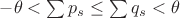 $-\theta<\sum p_s \leq \sum q_s < \theta$