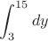 $$\int_{3}^{15} dy $$