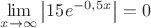 $\displaystyle\lim_{x\to \infty} \left|15e^{-0,5x}\right|=0$