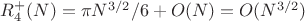 $R_4^{+}(N)=\pi N^{3/2}/6+O(N)=O(N^{3/2})$