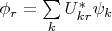$\phi_r = \sum\limits_k U_{kr}^{*}\psi_k$