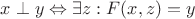 $x\perp y\Leftrightarrow \exists z: F(x,z) = y$