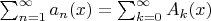 $\sum_{n=1}^{\infty}a_n(x)=\sum_{k=0}^{\infty}A_k(x)$
