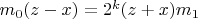 $m_0(z-x)=2^k(z+x)m_1$