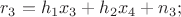 ${r_3} = {h_1}{x_3} + {h_2}{x_4} + {n_3};$