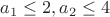 $a_1\le2, a_2\le4 $