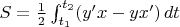 $S = \frac {1} {2} \int_{t_1}^{t_2}(y&rsquo;x - yx&rsquo;) \, dt$