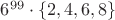 $6^{99}\cdot\{2,4,6,8\}$