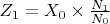 $Z_{1} = X_{0} \times \frac{N_{1}}{N_{0}}$