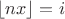 $\lfloor nx \rfloor =i$