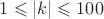 $1 \leqslant |k| \leqslant 100$