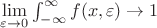 $\lim\limits_{\varepsilon \rightarrow 0} \int_{-\infty}^\infty f(x,\varepsilon) \rightarrow 1$