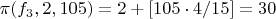 $\pi(f_3,2,105)=2+[105 \cdot 4/15]=30$