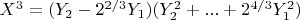 $X^3=(Y_2-2^{2/3}Y_1)(Y_2^2+...+2^{4/3}Y_1^2)$
