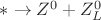 $* \to Z^0 + Z^0_L$