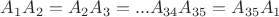 $A_1A_2 = A_2A_3 = ...A_{34}A_{35} = A_{35}A_1$