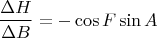 $$\frac {\Delta H} {\Delta B} = - \cos F\sin A$$
