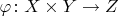 $\varphi\colon X\times Y\to Z$