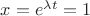 $x=e^{\lambda t}=1$