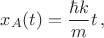 $$x_A(t)=\frac{\hbar k}{m}t \, ,$$