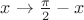 $x \to  \frac{\pi}{2} -x$