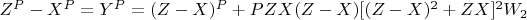 $Z^P-X^P = Y^P = (Z-X)^P + PZX(Z-X)[(Z-X)^2 + ZX]^2W_2$