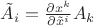 $\tilde A_i=\frac{\partial x^k}{\partial \tilde x^i}A_k$