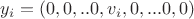 $y_i=(0,0,..0, v_i ,0,... 0,0)$