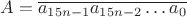 $A=\overline{a_{15n-1}a_{15n-2}\ldots a_0}$
