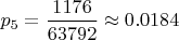 $p_5=\dfrac {1176}{63792}\approx 0.0184$