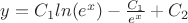 $y=C_1ln(e^x)-\frac{C_1}{e^x}+C_2$