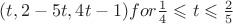 $(t,2-5t,4t-1)  for  \frac{1}{4}\leqslant t \leqslant \frac{2}{5}$