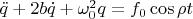 $\ddot{q}+2b\dot{q}+\omega_0^2q=f_0 \cos\rho t$