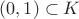 $(0,1)\subset K$
