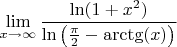 $$\lim\limits_{x \to \infty} \frac{\ln(1+x^2)}{\ln \left ( \frac{\pi}{2} - \arctg(x) \right )}$$