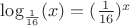 $\log_{\frac{1}{16}} (x)=({\frac{1}{16}})^x$