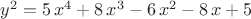 ${y}^{2}=5\,{x}^{4}+8\,{x}^{3}-6\,{x}^{2}-8\,x+5$