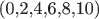 (0,2,4,6,8,10)
