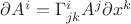 $\partial A^i=\Gamma^i_{jk}A^j\partial x^k$
