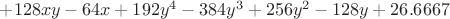 $+ 128  x  y - 64  x + 192  y ^ 4 - 384  y ^ 3 + 256  y ^ 2 - 128  y + 26.6667$
