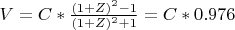 $V=C*\frac{(1+Z)^2-1}{(1+Z)^2+1}=C*0.976$