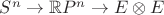$S^n\to \mathbb{R}P^n\to E\otimes E$