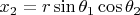$x_2=r\sin\theta_1 \cos\theta_2$