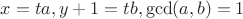 $x=ta,y+1=tb,\gcd(a,b)=1$