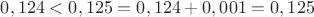 $0,124<0,125=0,124+0,001=0,125$