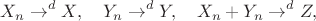 $$X_n \to^{d} X, \quad Y_n \to^{d} Y, \quad X_n + Y_n \to^d Z,$$