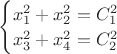 $\begin{cases}x_1^2+x_2^2=C^2_1\\x_3^2+x_4^2=C^2_2\end{cases}$
