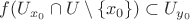 $f(U_{x_0}\cap U\setminus\{x_0\})\subset U_{y_0}$